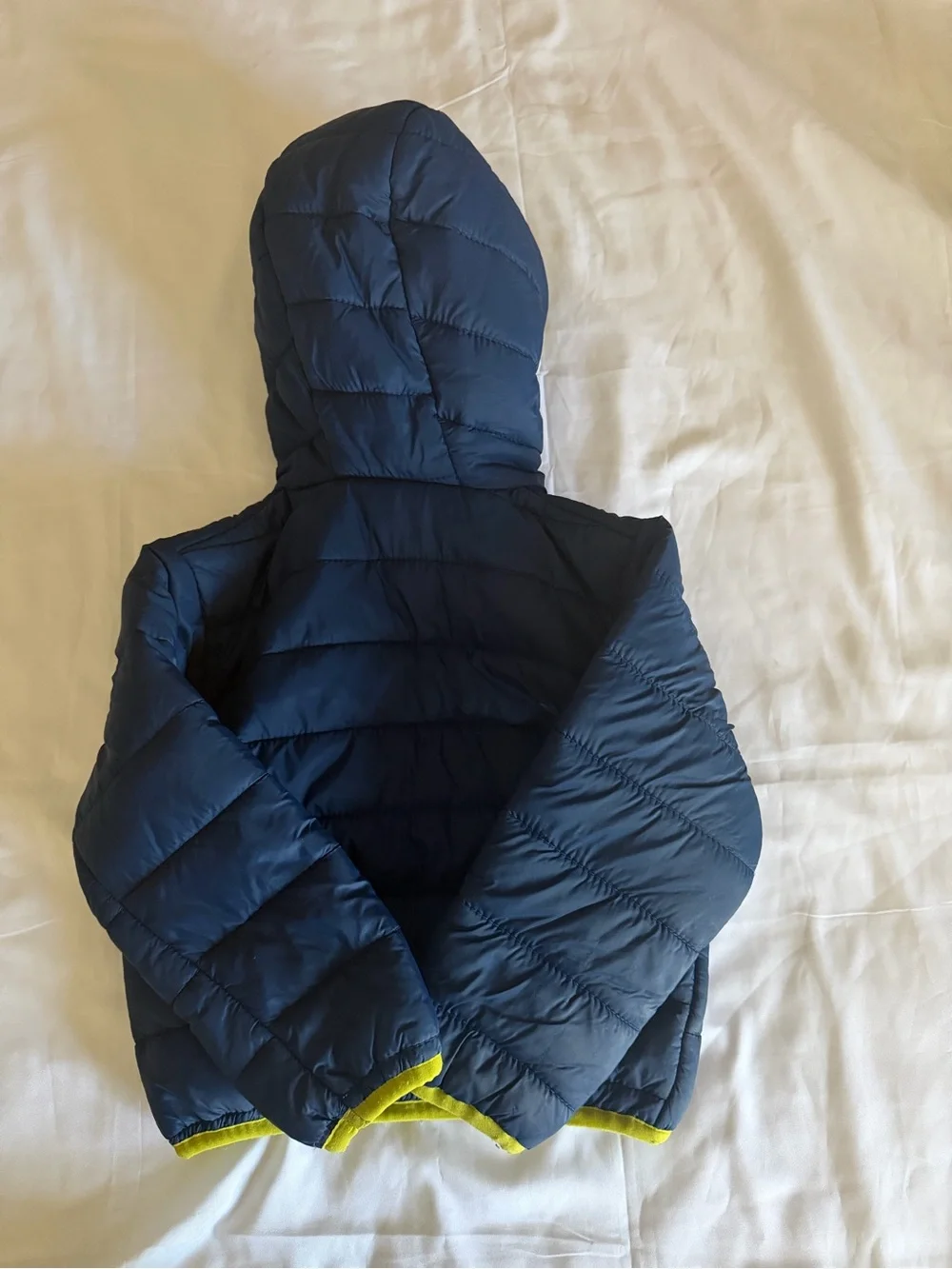 Reebok Kids Puffer Jacket in Navy and Lime Green